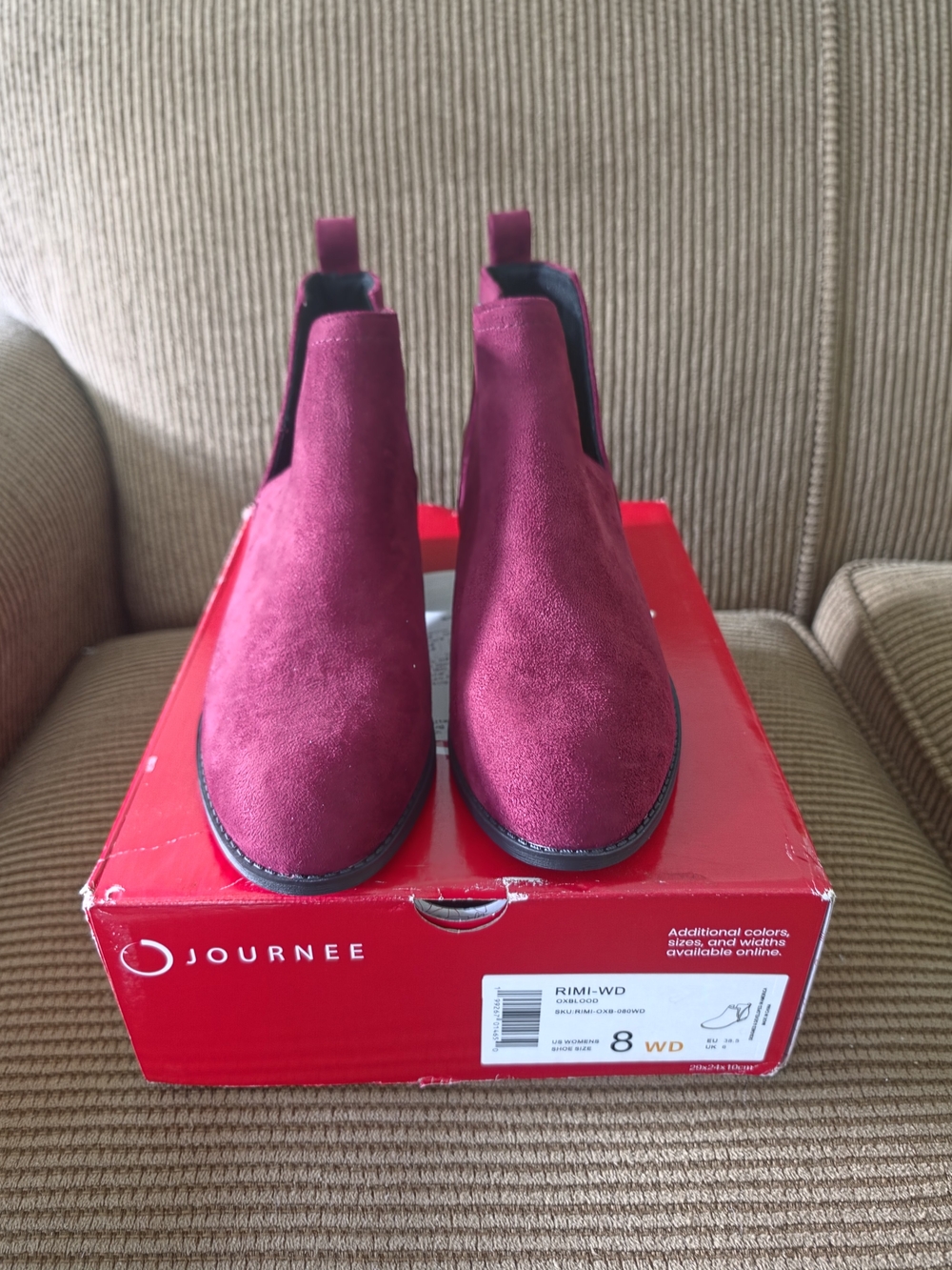 ​Journee Collection Rimi Wide Ankle Booties Oxblood Suede Size 8W